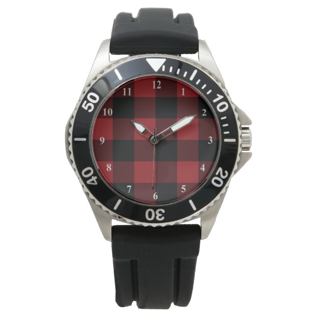 Montre Plaqué noir et rouge - Mode (devant)