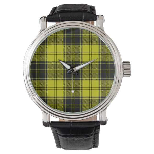 Montre Plaque noire jaune tartan MacLachlan (devant)