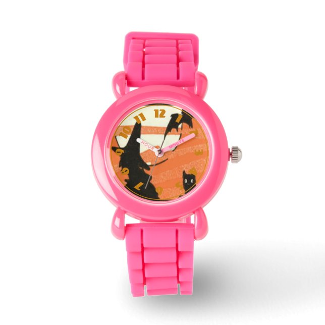 Montre Pleine lune de chat noir sorcière (Recto)