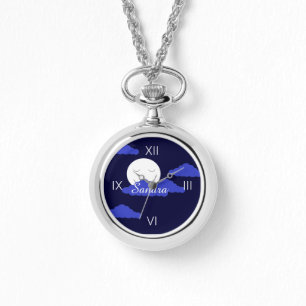 Montre Pleine lune souriante avec nuages