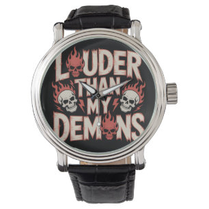 Montre Plus fort que mes démons : Crâne gothique et flamm