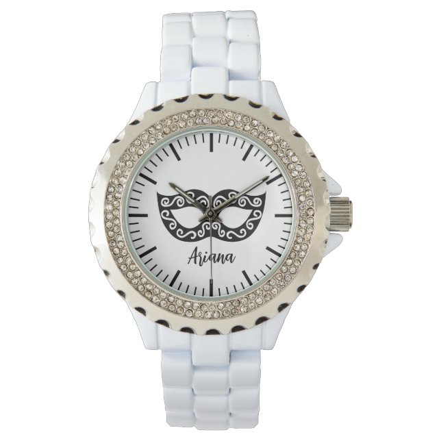 Montre Poignée blanche en pierre de rhinocéros chic pour  (devant)
