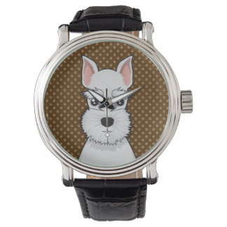 Montre Poignées de dessin de chien Schnauzer miniature