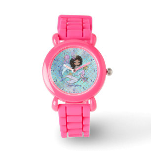Montre Poil noir de sirène - poignet de fille personnalis