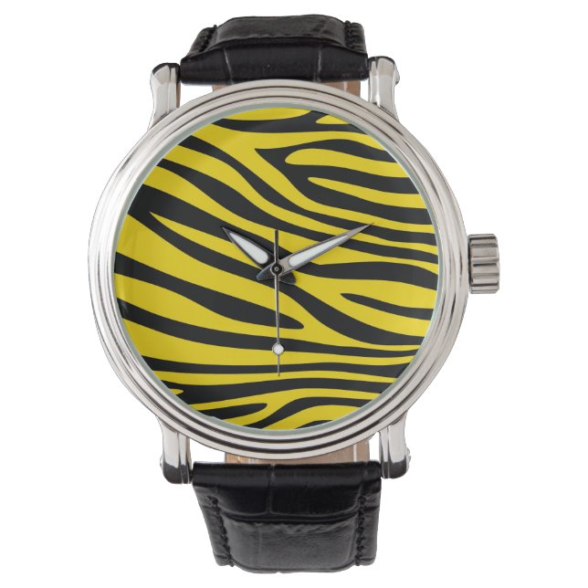 Montre Poils d'impression Zèbre (noir et jaune) (devant)