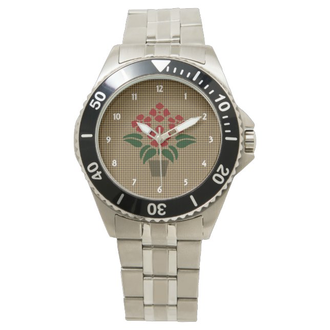 Montre Poinsetta tissée (devant)