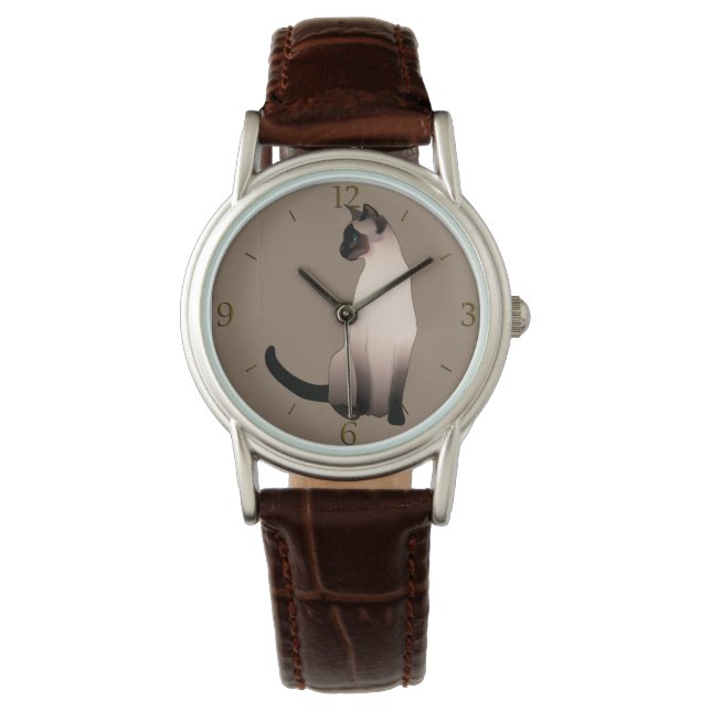 Montre Point de phoque Chat siamois sur Taupe Tan (devant)