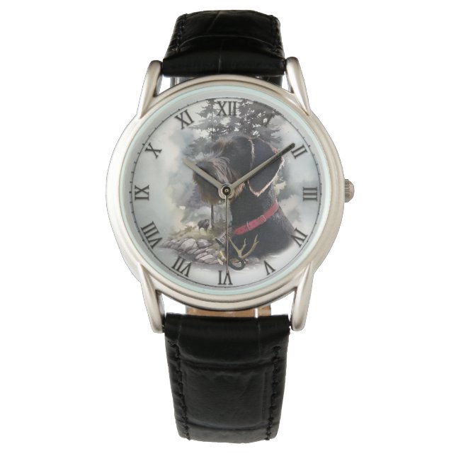 Montre Pointeur À poils durs allemand, GWP (devant)