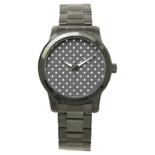MONTRE POINTS BLANCS ROCKABILLEMENT RÉTRO NOIRS WRIST WAT