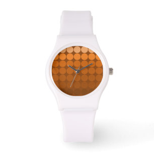 Montre Points Pop Mod Orange, Mocha, Cercles Brown de can