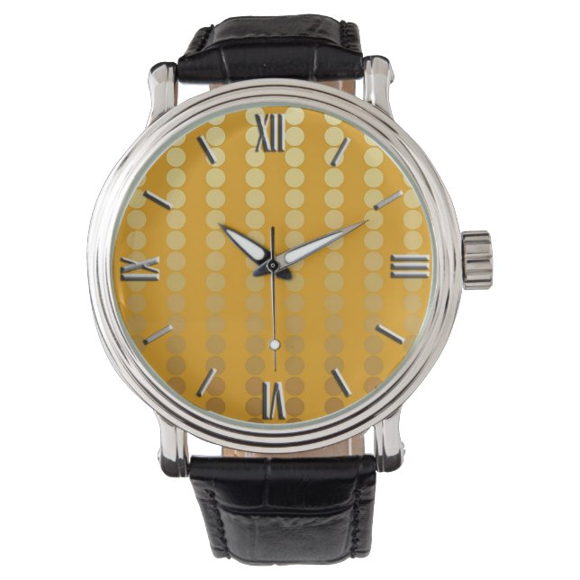 Montre Points satinés - or et moutarde (devant)