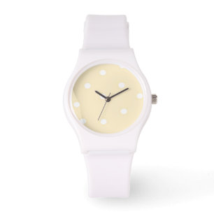 Montre Pois jaunes et blancs