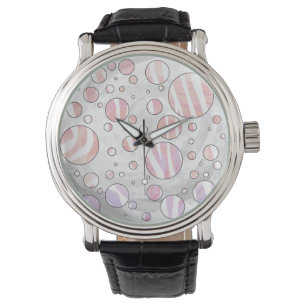 Montre Pois rose et blanc Zebra