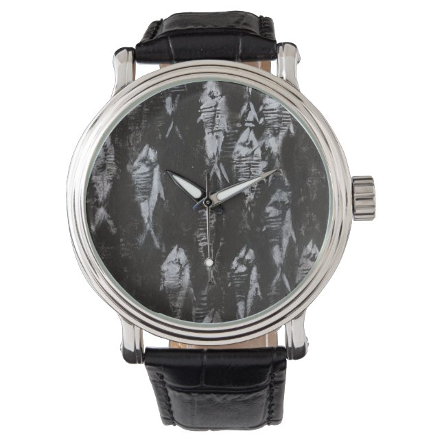 Montre Poisson blanc fossile sur Arrière - plan noir (devant)