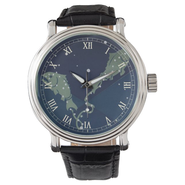 Montre Poissons Constellation Zodiaque Vintage Astrologie (devant)