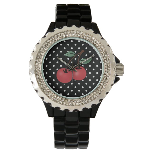 MONTRE POKE POTS ROCKABILLY CHERRY WRIST WATT (devant)