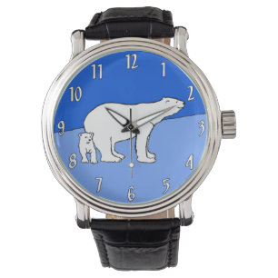 Montre Polar Bear Mom and Cub Peinture - Wildlife Art
