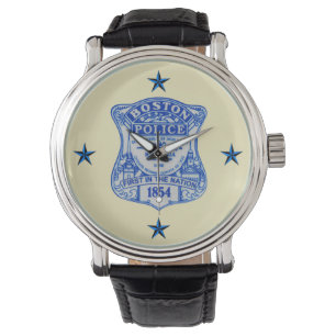 Montre Police de Boston Custom Vintage cuir noir
