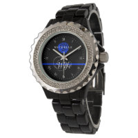 Police Femme mince Ligne bleue Rose Nom personnali