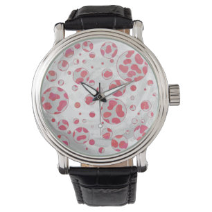 Montre Polka Dot Dalmatie rose et blanc
