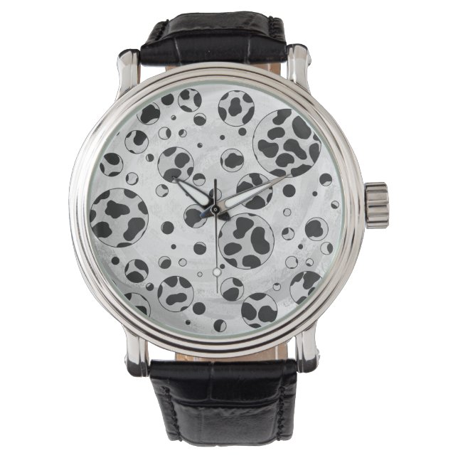 Montre Polka en Dalmatie noir et blanc (devant)