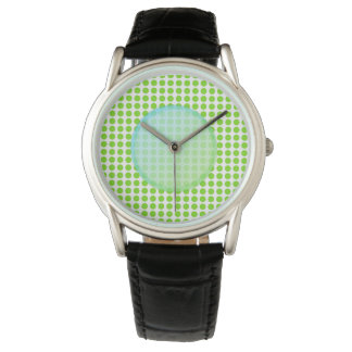 Montre Polkadot De Couleur Verte.