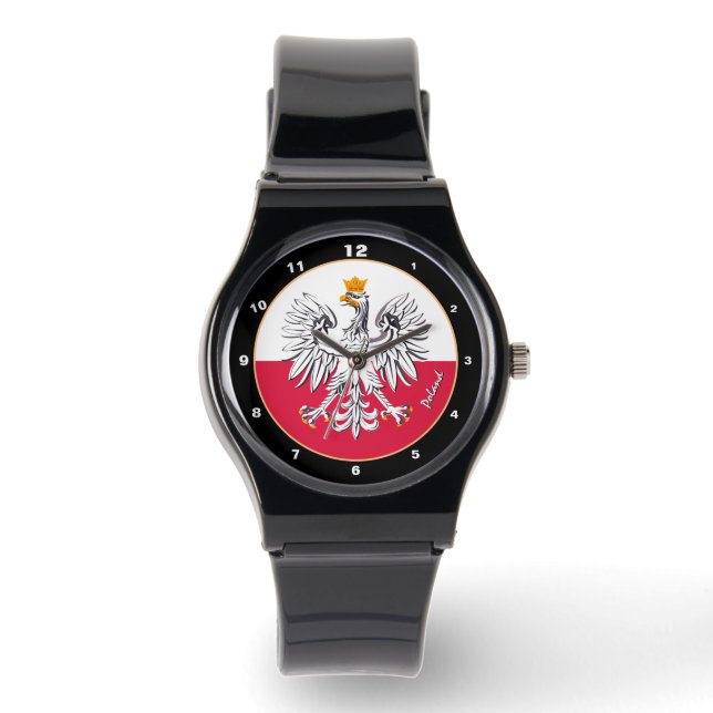 Montre Pologne, Drapeau polonais & Aigle, mode (Recto)