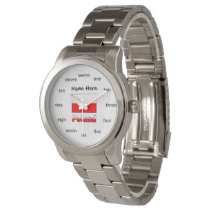 Montre Pologne et drapeau polonais avec votre nom