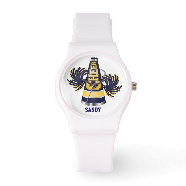 Montre Pom-pom girl bleu et jaune (Recto)