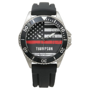 Montre Pompier à drapeau mince personnalisé