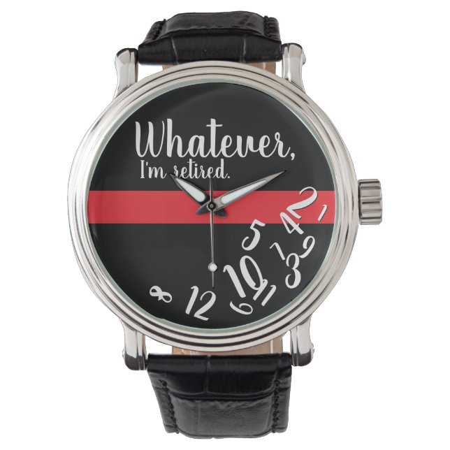Montre Pompier Drôle Retraite Mince Ligne Rouge (devant)