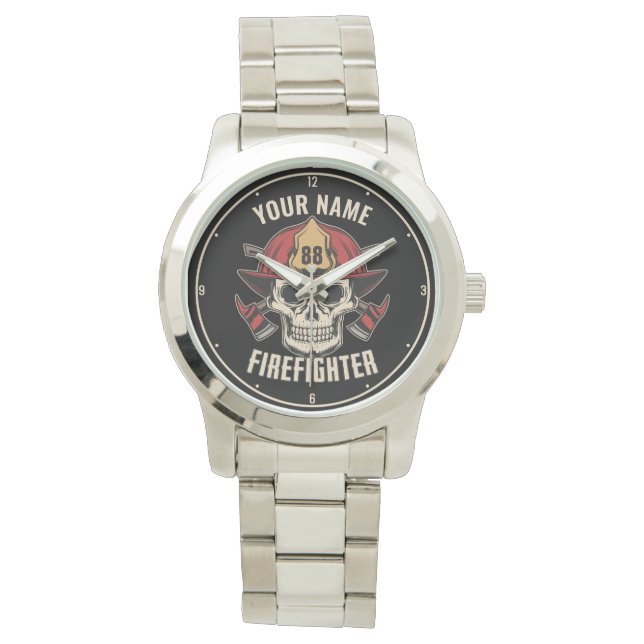 Montre Pompier personnalisé Crâne pompier pompier départe (devant)