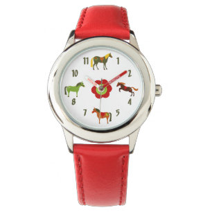 Montre Ponies rétro colorées et chevaliers à fleurs