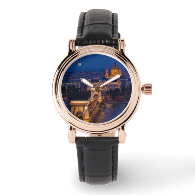 Montre Pont à chaîne et Pleine lune à la nuit (Recto)