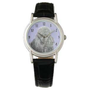 Montre Poodé Jouet miniature Argent gris bleu Chien Art