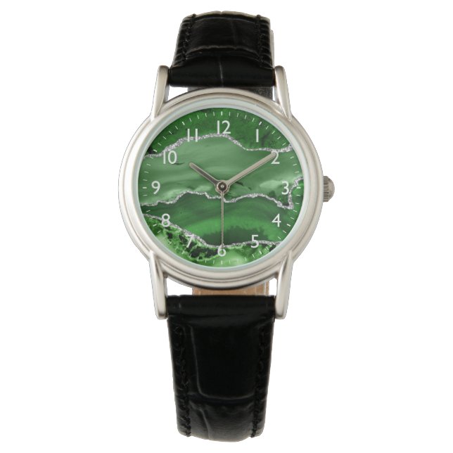 Montre Porte en marbre de Parties scintillant verte et ar (devant)