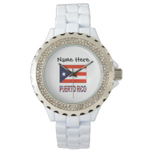 Montre Porto Rico et drapeau portoricain avec votre nom