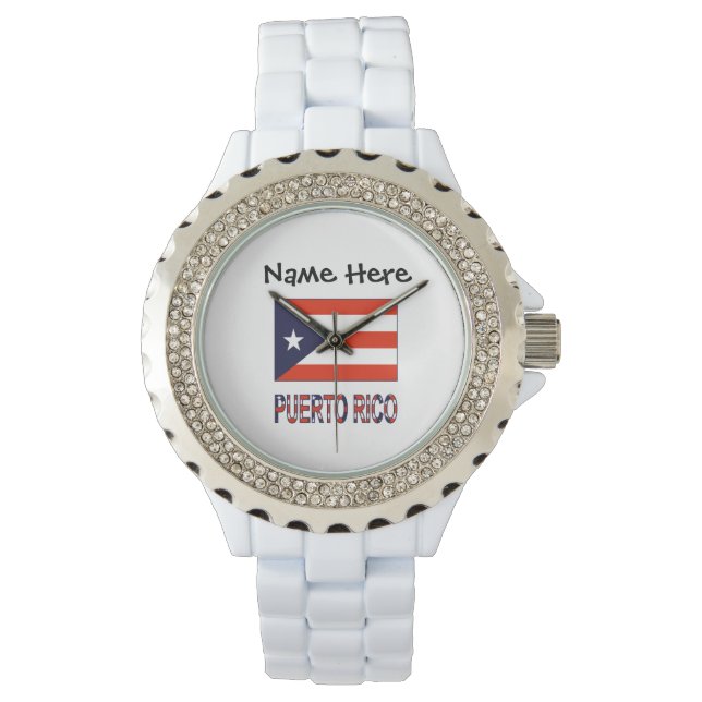 Montre Porto Rico et drapeau portoricain avec votre nom (devant)
