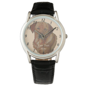 Montre portrait de chien d'or rouge rare de labrador