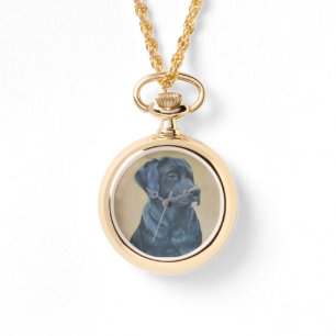 Montre portrait de chien noir labrador dessin original