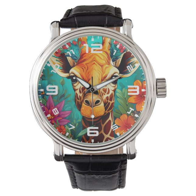 Montre Portrait de la Giraffe florale-9319 (devant)