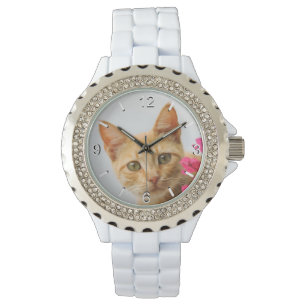 Montre Portrait mignon de chaton de chat de gingembre -