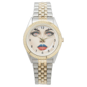 Montre Portrait Pop Art au Drapeau Croate – Yeux et Lèvre