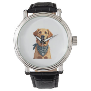 Montre Portrait vintage de Golden Retriever avec Ba color