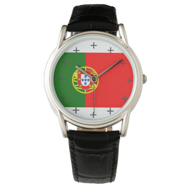Montre Portugal Classique Cuir Noir Personnalisé (devant)