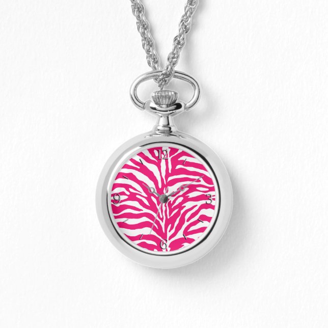 Montre Poster de animal sauvage, Zèbre à Fuchsia rose et  (Recto)