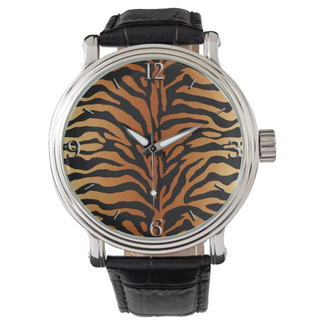 Montre Poster de animal Tiger, Ambre, Noir & Tan (devant)