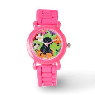Montre Pot de fleurs Black Lab Peinture de chiot