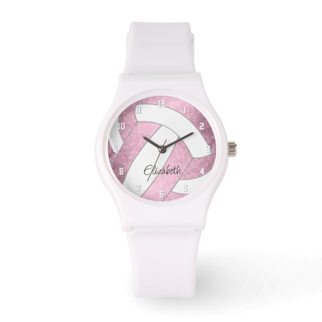 Montre poubelle rose coutume cadeaux de sport volleyball  (Recto)