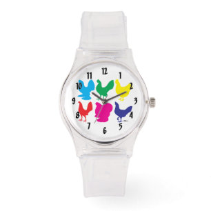 Montre Poules colorées
